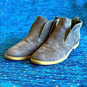 Indigo road Gray faux suede Ankle Boots with tan soles
